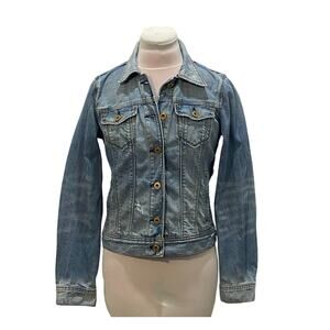 VINTAGE POLO JEANS CO. Ralph Lauren Denim LYDIA Jean Jacket MEDIUM Gold Buttons